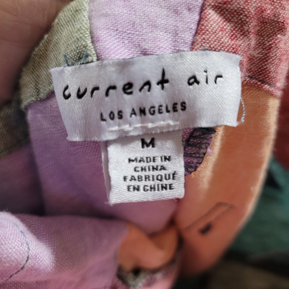 Current Air Patchwork Linen Cotton Belted Wide Le… - image 6